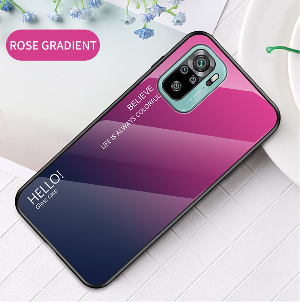 Anti-kratzer-tpu-rahmen-farbgradient Design Temperiertes Glas Handy Zurück Für Xiaomi Redmi Anmerkung 10 4G/Note 10s - Schwarz