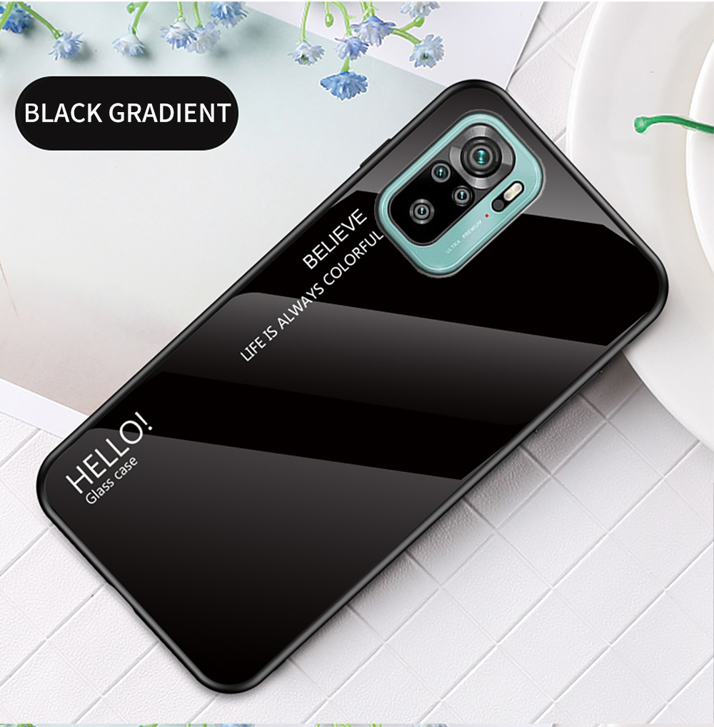 Anti-kratzer-tpu-rahmen-farbgradient Design Temperiertes Glas Handy Zurück Für Xiaomi Redmi Anmerkung 10 4G/Note 10s - Schwarz