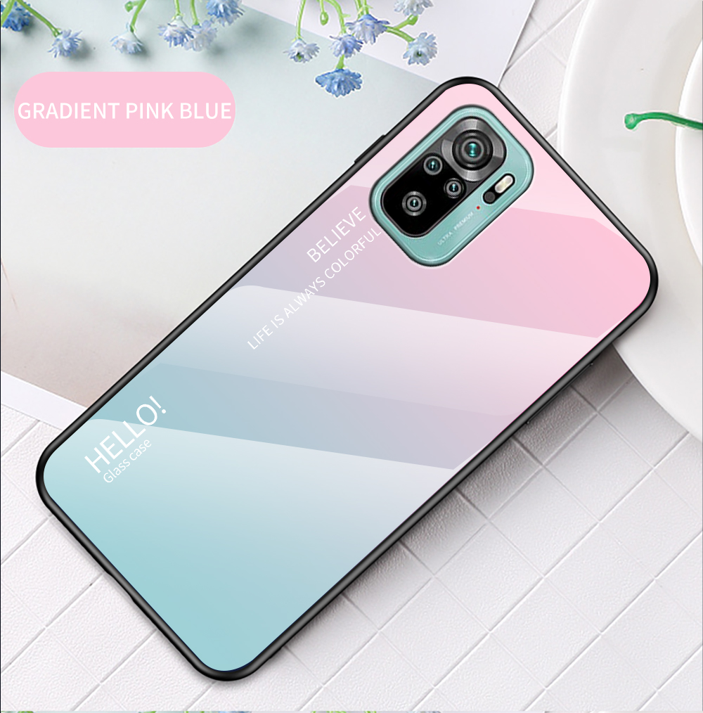 Anti-kratzer-tpu-rahmen-farbgradient Design Temperiertes Glas Handy Zurück Für Xiaomi Redmi Anmerkung 10 4G/Note 10s - Schwarz