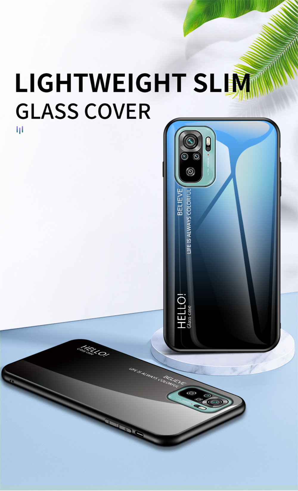 Anti-kratzer-tpu-rahmen-farbgradient Design Temperiertes Glas Handy Zurück Für Xiaomi Redmi Anmerkung 10 4G/Note 10s - Schwarz