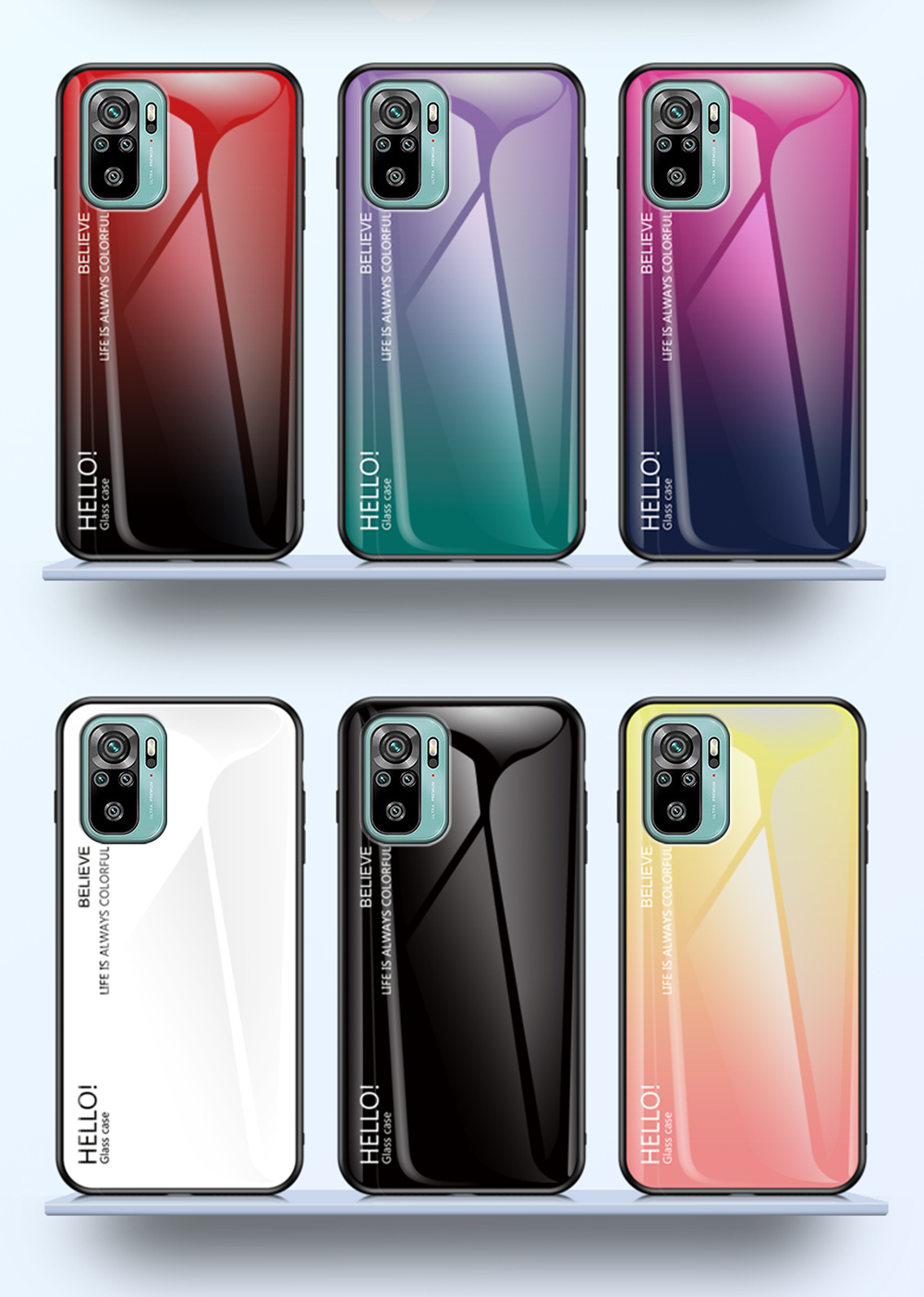 Anti-kratzer-tpu-rahmen-farbgradient Design Temperiertes Glas Handy Zurück Für Xiaomi Redmi Anmerkung 10 4G/Note 10s - Schwarz