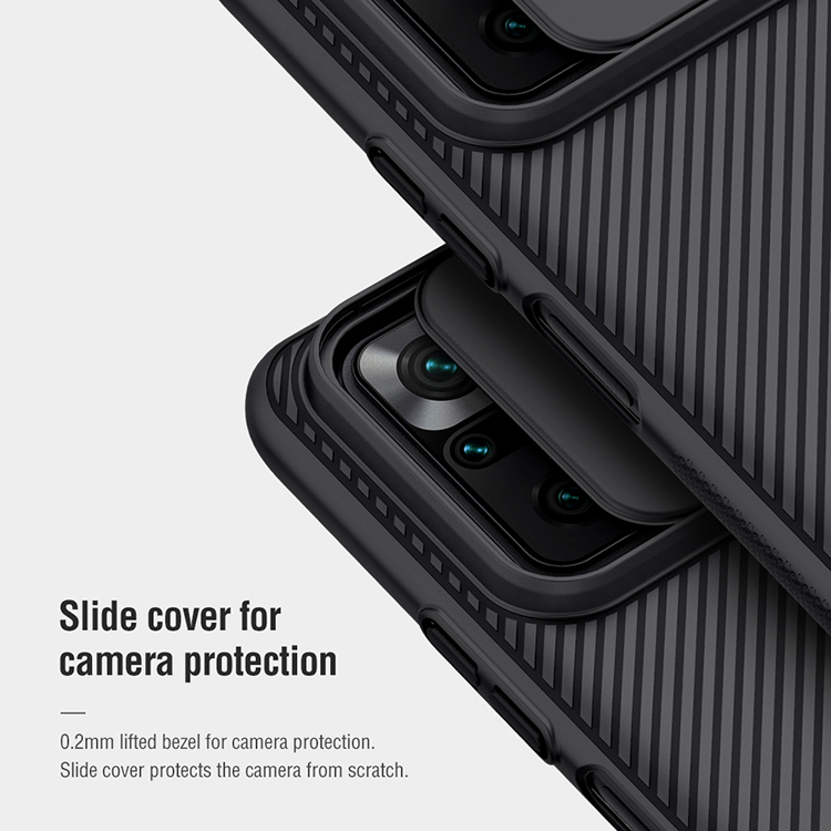 Case di Copertura Per pc Hard Camshield NILLKIN Con Design Protettore Della Fotocamera Per Diapositiva Per Xiaomi Redmi Note 10 Pro / Redmi Note 10 Pro Max - Nero