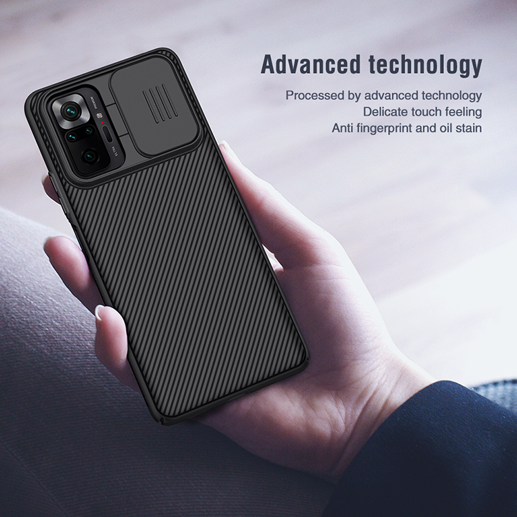 Case di Copertura Per pc Hard Camshield NILLKIN Con Design Protettore Della Fotocamera Per Diapositiva Per Xiaomi Redmi Note 10 Pro / Redmi Note 10 Pro Max - Nero