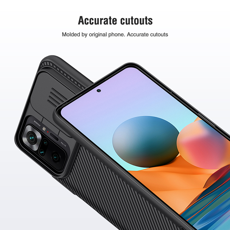 Case di Copertura Per pc Hard Camshield NILLKIN Con Design Protettore Della Fotocamera Per Diapositiva Per Xiaomi Redmi Note 10 Pro / Redmi Note 10 Pro Max - Nero