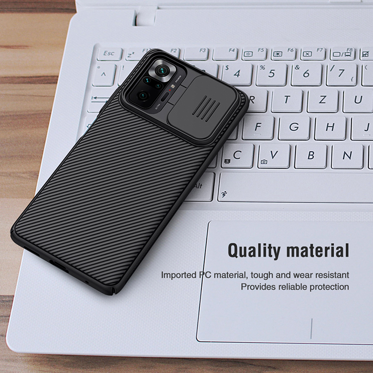 Nillkin Camshield Hard PC Capa Case Com Design de Protetor de Câmera Deslizante Para Xiaomi Redmi Note 10 Pro / Redmi Note 10 Pro Max - Preto