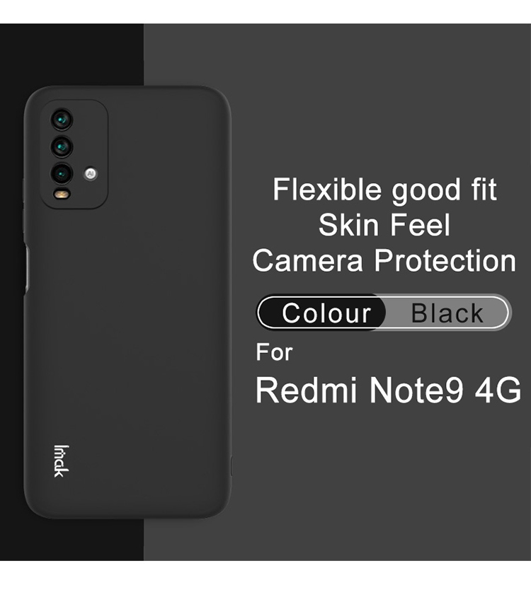 Imak UC-2 Serie Multicolor Bien Bien Protegido Cubierta de Cubierta de TPU Suave Para Xiaomi Redmi Note 9 4G (Qualcomm Snapdragon 662)/9T/9 Potencia - Negro