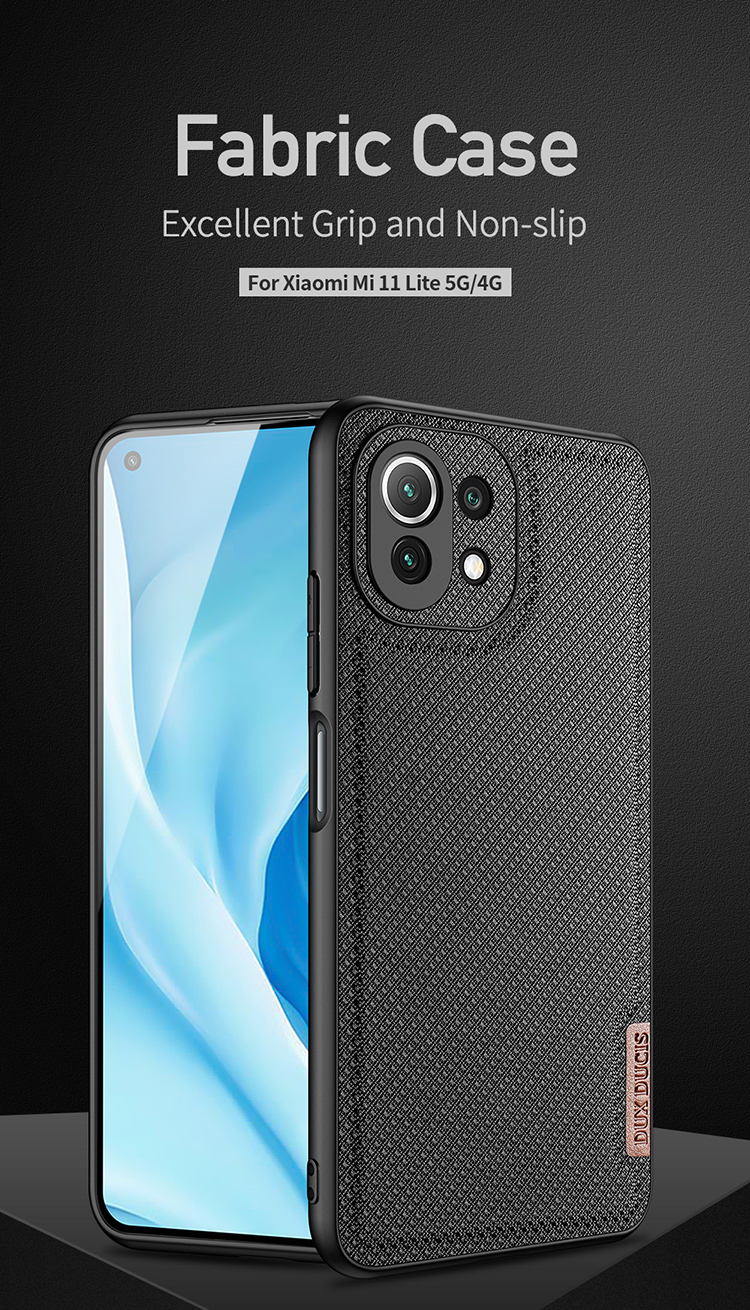 DUX DUCIS FINO Series PVC+PC+TPU+Nylon Hybrid Phone Protection Case Cover for Xiaomi Mi 11 Lite 4G / 5G - Black-1