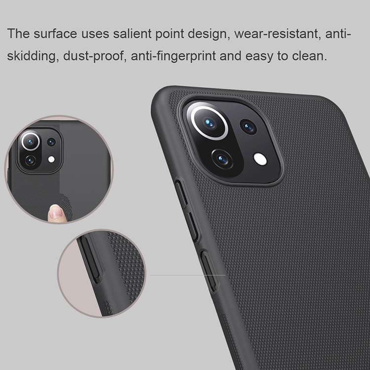 Nillkin Super Frosted Shield Series Matte Hard Phone Case Für Xiaomi Mi 11 Lite 4G / 5g. / 11 Lite 5g Ne - Schwarz