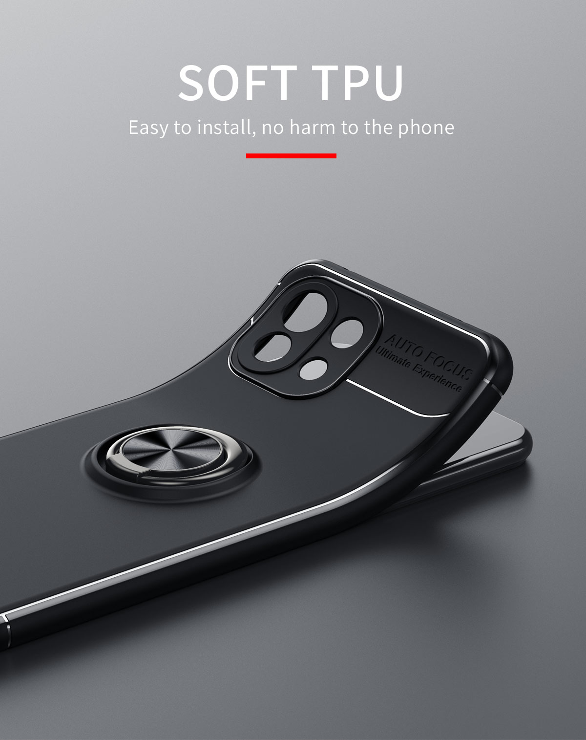 Guscio di Protezione Del Telefono Tpu ad Anello Metallico [foglio Magnetico Incorporato] Per Xiaomi Mi 11 Lite 4G / 5G / 11 Lite 5G NE - Rosso