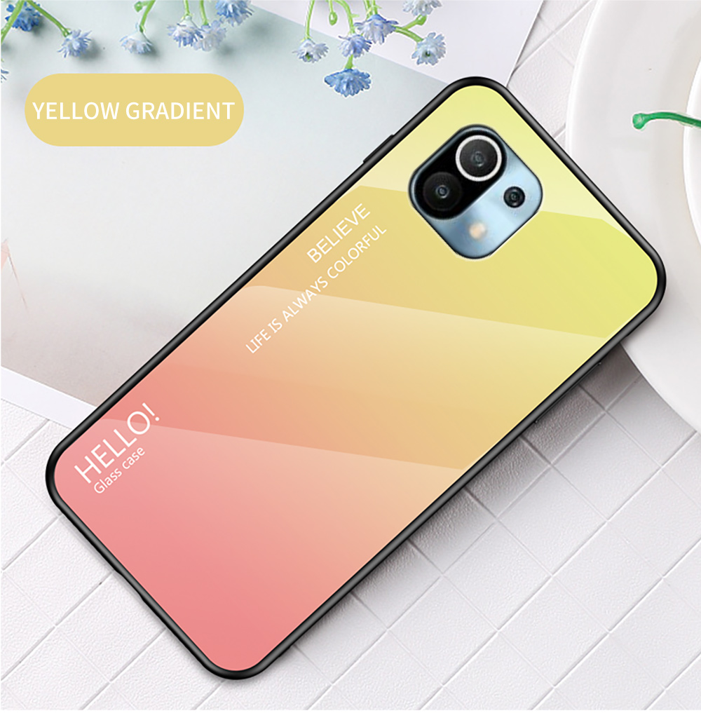 Diseño de Gradiente de Color Behor Back Celebe de Vidrio Templado Anti-stratch Behip Para Xiaomi Mi 11 Lite 4G / 5G / 11 Lite 5g ne - Negro Rojo