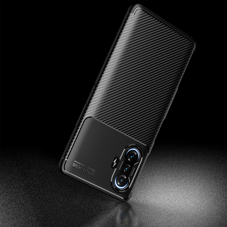 Textura de Fibra de Carbono Recortada Precisa TPU Phone Protector Cover Para Xiaomi Redmi K40/K40 Pro/mi 11i/Poco F3 - Negro