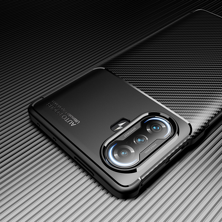 Copertina Per Protezione Telefonica TPU Per Texture in Fibra di Carbonio Precisa Per Xiaomi Redmi K40/K40 Pro/Mi 11i/Poco F3 - Nero