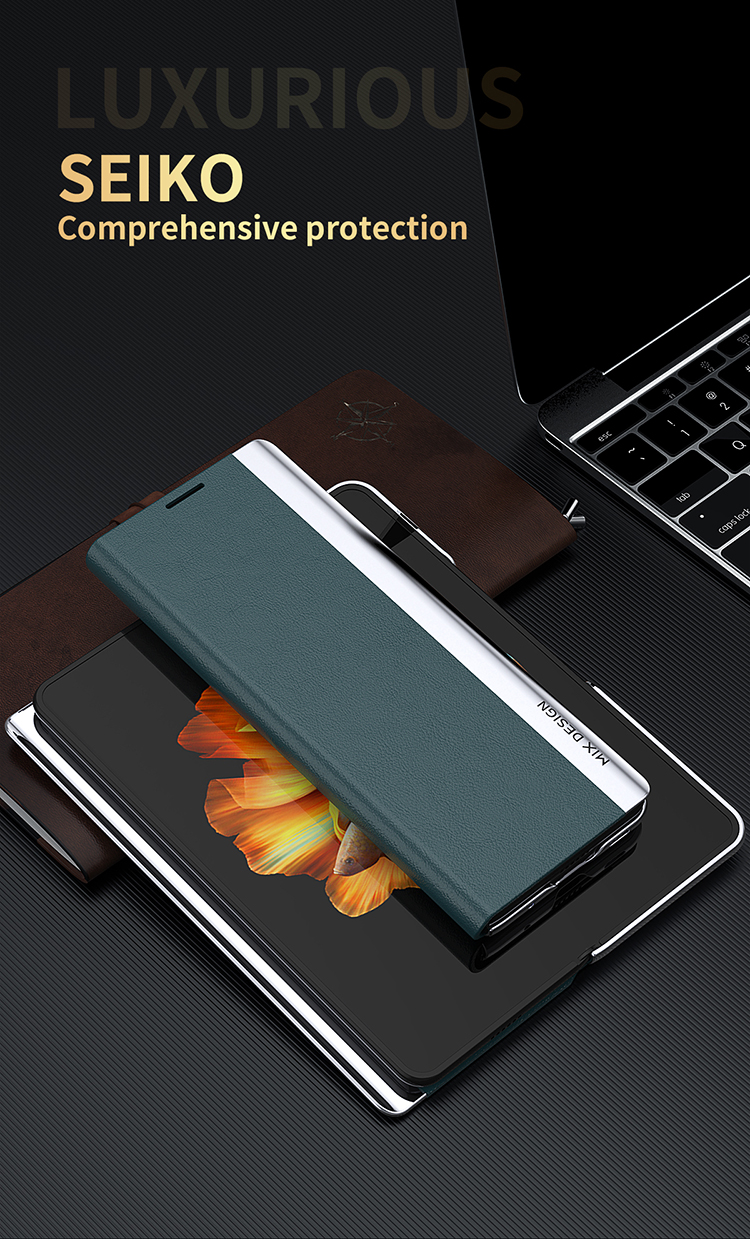 Electroplating Leather Mobile Phone Protective Case Cover Shell for Xiaomi Mi Mix Fold - Black-4