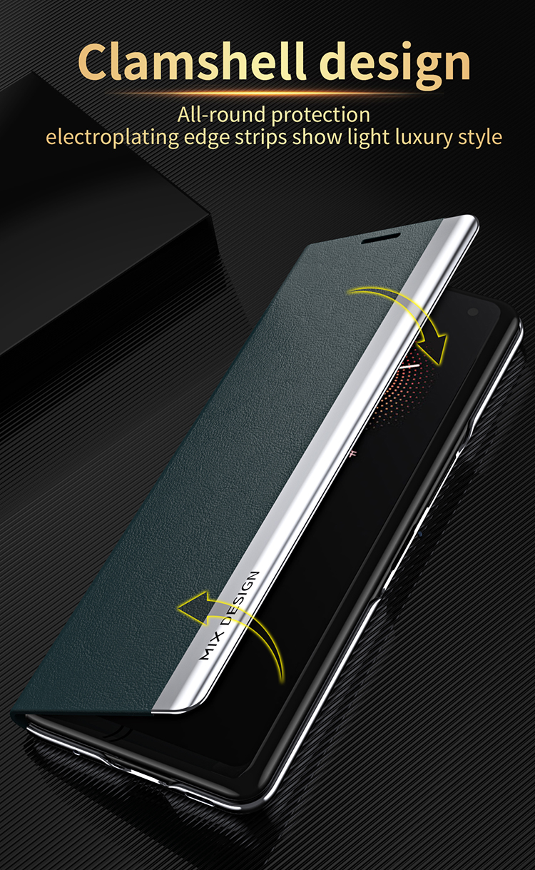 Electroplating Leather Mobile Phone Protective Case Cover Shell for Xiaomi Mi Mix Fold - Black-6