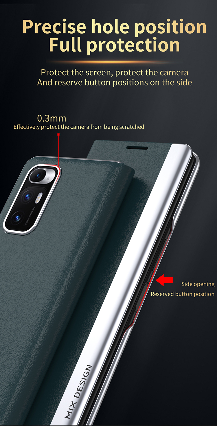 Electroplating Leather Mobile Phone Protective Case Cover Shell for Xiaomi Mi Mix Fold - Black-8