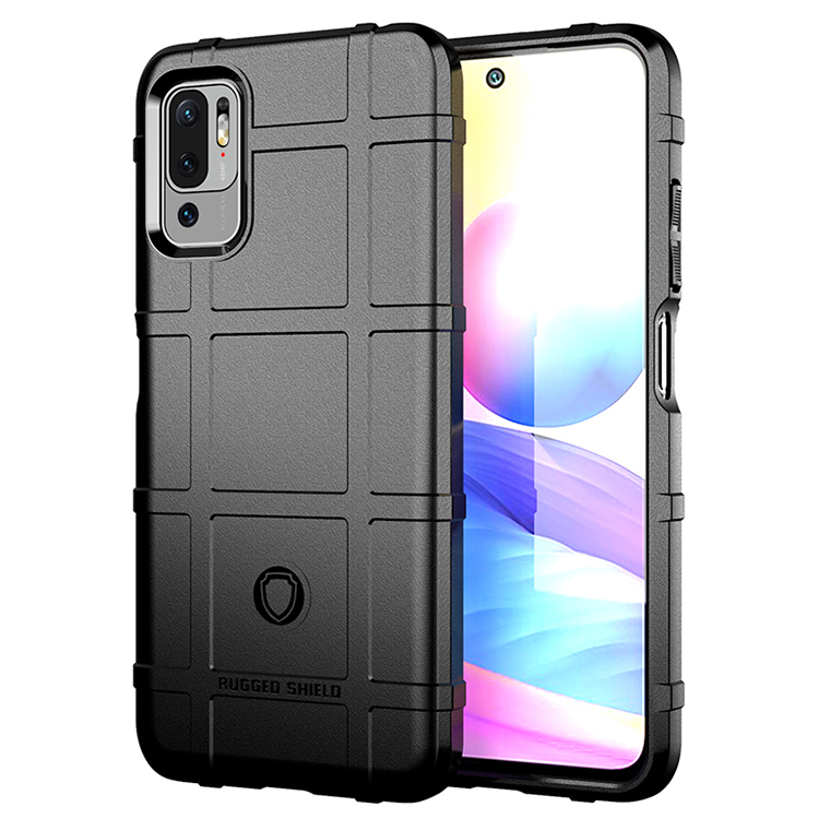 Shock-proof Rugged Square Grid Texture TPU Shell Case for Xiaomi Redmi Note 10 5G / Poco M3 Pro 5G / 4G - Black-2