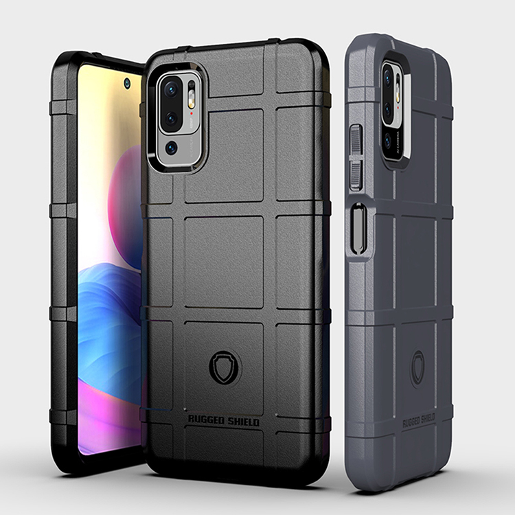 Shock-proof Rugged Square Grid Texture TPU Shell Case for Xiaomi Redmi Note 10 5G / Poco M3 Pro 5G / 4G - Black-3