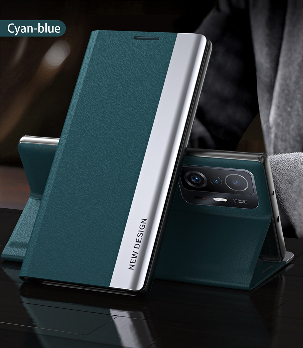 Auto Absorption Folio Flip Electraptated Leather Stand Shell Shell Для Xiaomi 11t / 11t Pro - Черный