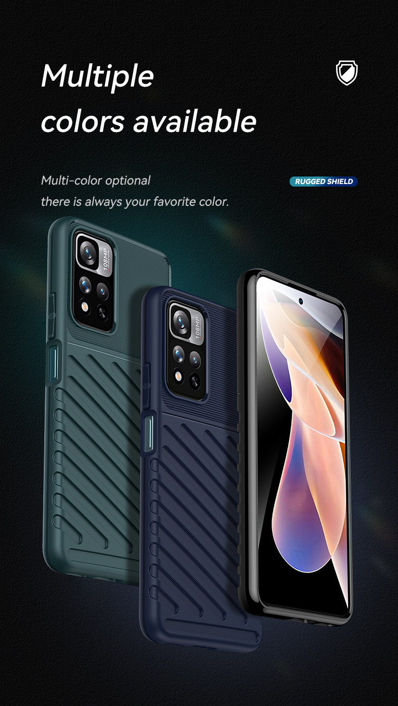 Serie Thunder Textura Sembrada Anti-dingprint Soft TPU TPU Choque de Protección Anti-stratch Anti-Scratch Para Xiaomi Redmi Note 11 Pro 5G (China) (mediatek)/nota 11 Pro+ 5G - Negro