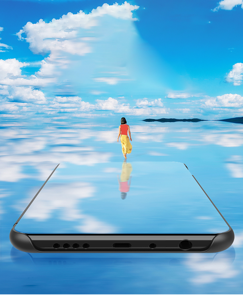 Vista Transparente a Prueba de Choque Ventana de Visión Transparente Electroplante de Espejo de Espejo de Cuero Flip Flip Case Protector de Soporte Para Xiaomi Redmi Note 11 Pro+ 5G/Redmi Note 11 Pro 5G (China) (MediaTek) - Negro