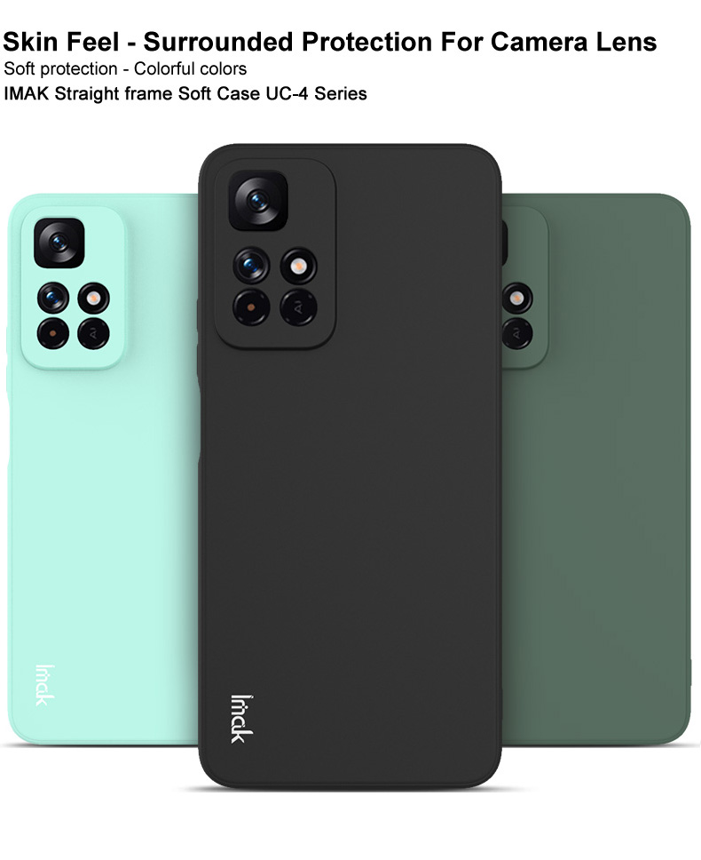 IMAK UC-4 Série Drop Protection Cadre Droit Soft TPU TPU Coire de Téléphone de Protection Pour Xiaomi Redmi Note 11 5G (chine) (mediatek) / Note 11T 5G / Note 11S 5G - le Noir