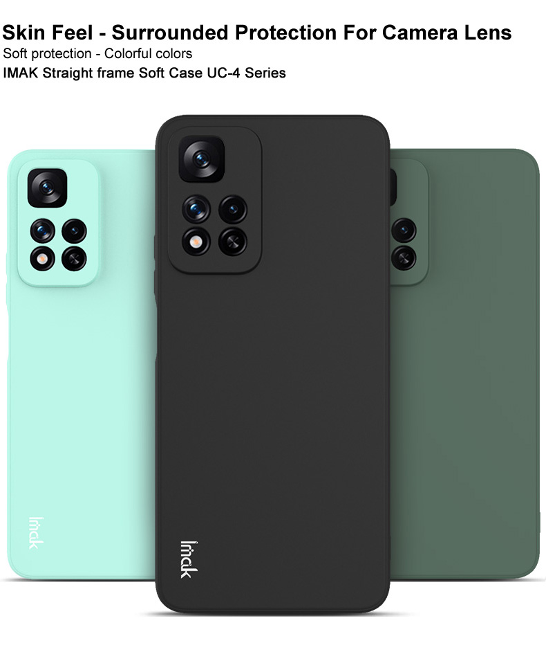 IMAK UC-4 Serie Marco Recto Diseño Anti-Scratch Absorbente Soft TPU Caso de Protección Para Xiaomi Redmi Note 11 Pro+ 5G/Redmi Note 11 Pro 5G (China) (mediatek) - Negro