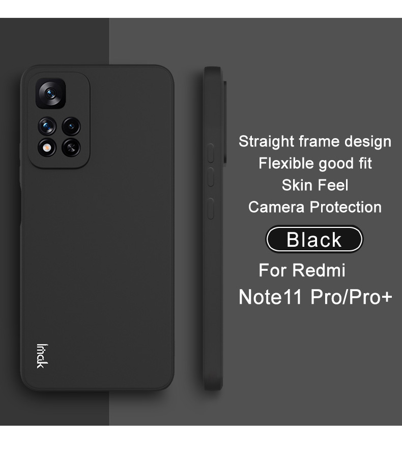 IMAK UC-4 Serie Marco Recto Diseño Anti-Scratch Absorbente Soft TPU Caso de Protección Para Xiaomi Redmi Note 11 Pro+ 5G/Redmi Note 11 Pro 5G (China) (mediatek) - Negro