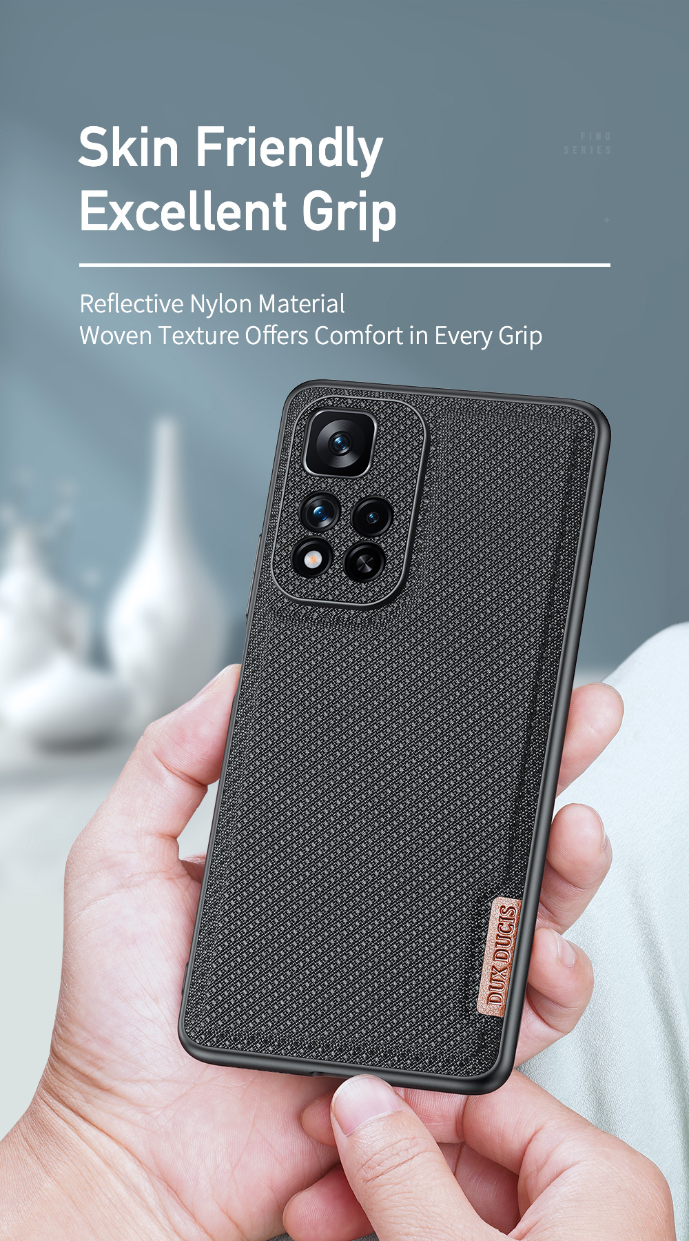 Dux Ducis Fino Series Tpu+pc+pvc+nylon 4 Layer Shomponter Shomporead Duted Defenter Chane Для Xiaomi Redmi Note 11 Pro+5g/redmi Note 11 Pro 5G (China) (MediaTek) - Черный