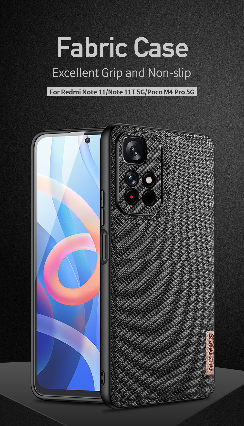 Dux Ducis Fino Series Series Hybrid Heavy Duty TPU+PC+PVC+Nylon Ant-scratch Protective Для Xiaomi Poco M4 Pro 5G/Redmi Примечание 11 5G (китай) (mediatek)/redmi Примечание 11t 5G/Redmi Note 11S 5G - Армейский Зеленый