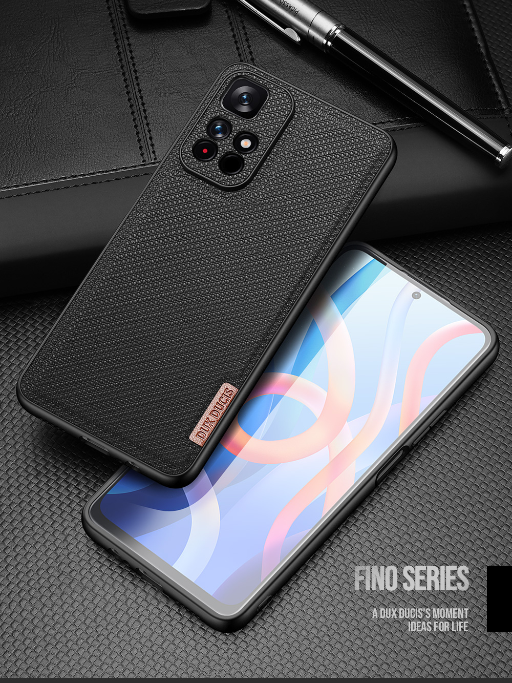 Dux Ducis Fino Series Series Hybrid Heavy Duty TPU+PC+PVC+Nylon Ant-scratch Protective Для Xiaomi Poco M4 Pro 5G/Redmi Примечание 11 5G (китай) (mediatek)/redmi Примечание 11t 5G/Redmi Note 11S 5G - Армейский Зеленый