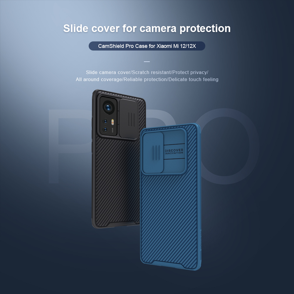 Nillkin Camshield Pro Anti-Fingerprint Téléphone Couvre de Téléphone Hybride Avec Couverture de Protection de la Caméra Pour Xiaomi 12 5G / 12x 5G / 12s 5G - le Noir