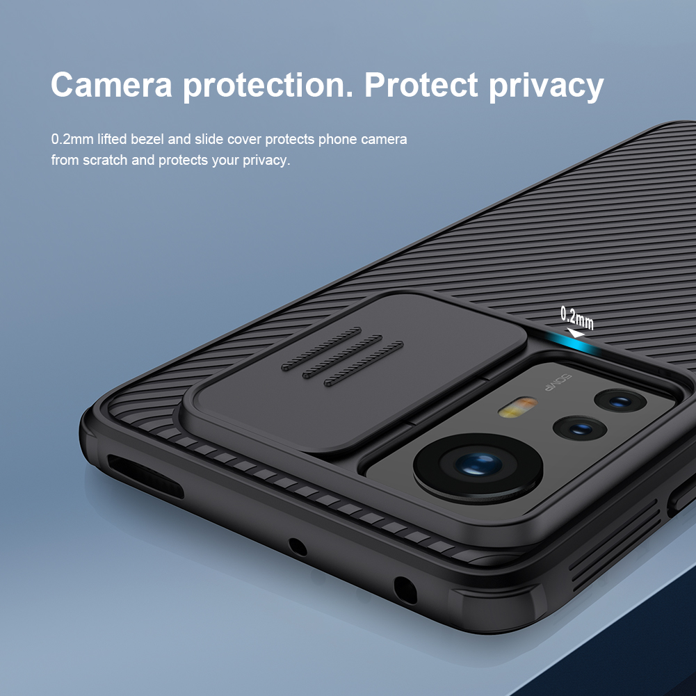 Nillkin Camshield Pro Anti-Fingerprint Telefono Coperchio Telefonico Ibrido Con Copertura Protettiva Per la Fotocamera Per Xiaomi 12 5g/12x 5G/12S 5G - Nero