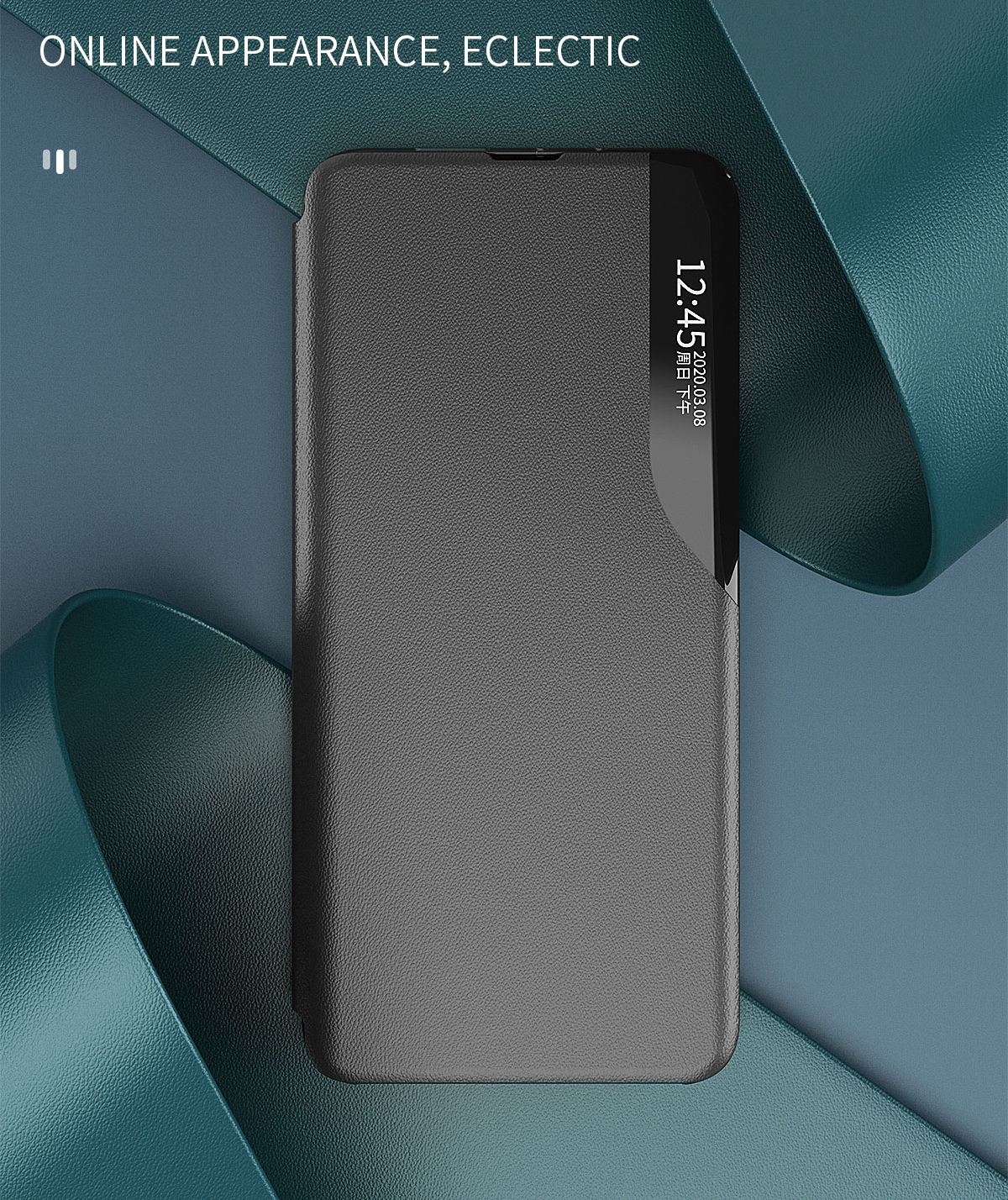 Visualize Janela Anti-arranhão Stand PU Couro Celular Capa Para Xiaomi 12 5g / 12x 5g / 12S 5G - Preto