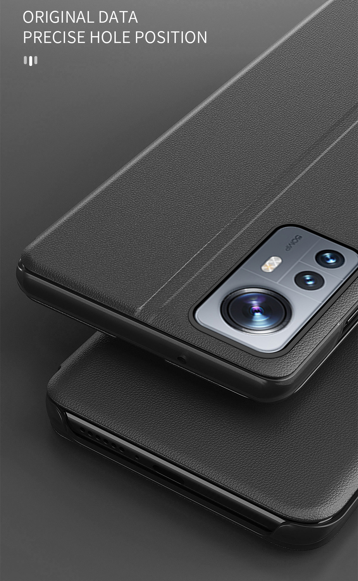 Vista Ventana Anti-scratch Billet de Billetera PU Cubierta de Teléfono Celular de Cuero Para Xiaomi 12 5G / 12x 5G / 12S 5G - Negro