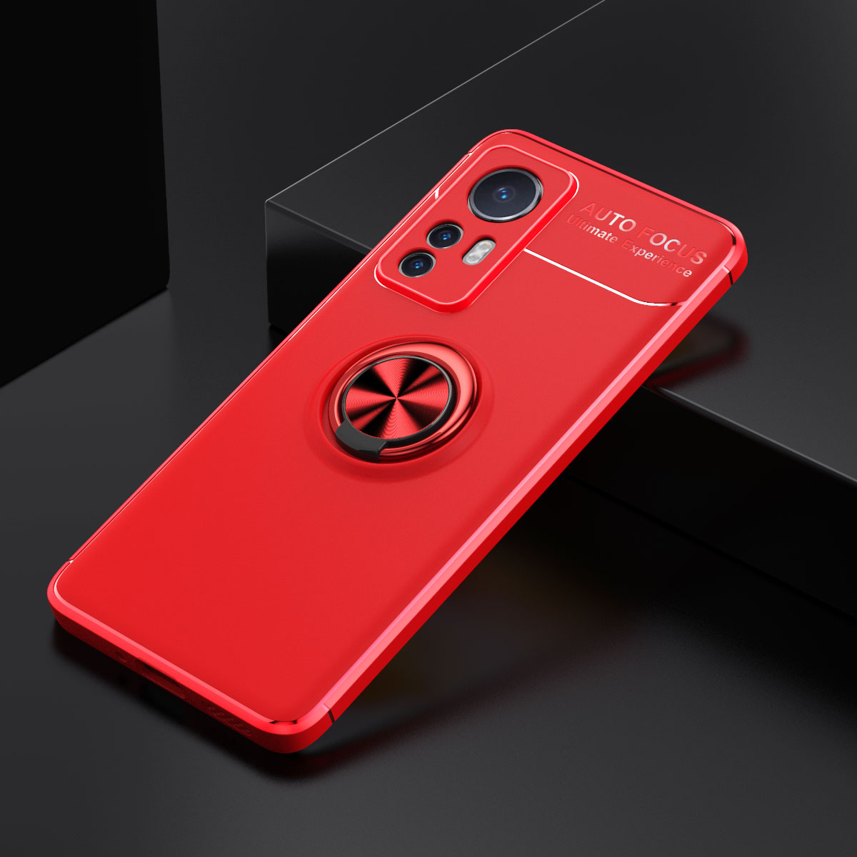 Для Xiaomi 12 5g/12x 5G/12S 5G Гибкий Кольцо Для Кольца TPU Design Design Shockper Anti-fall Phone Back Cover - Черный