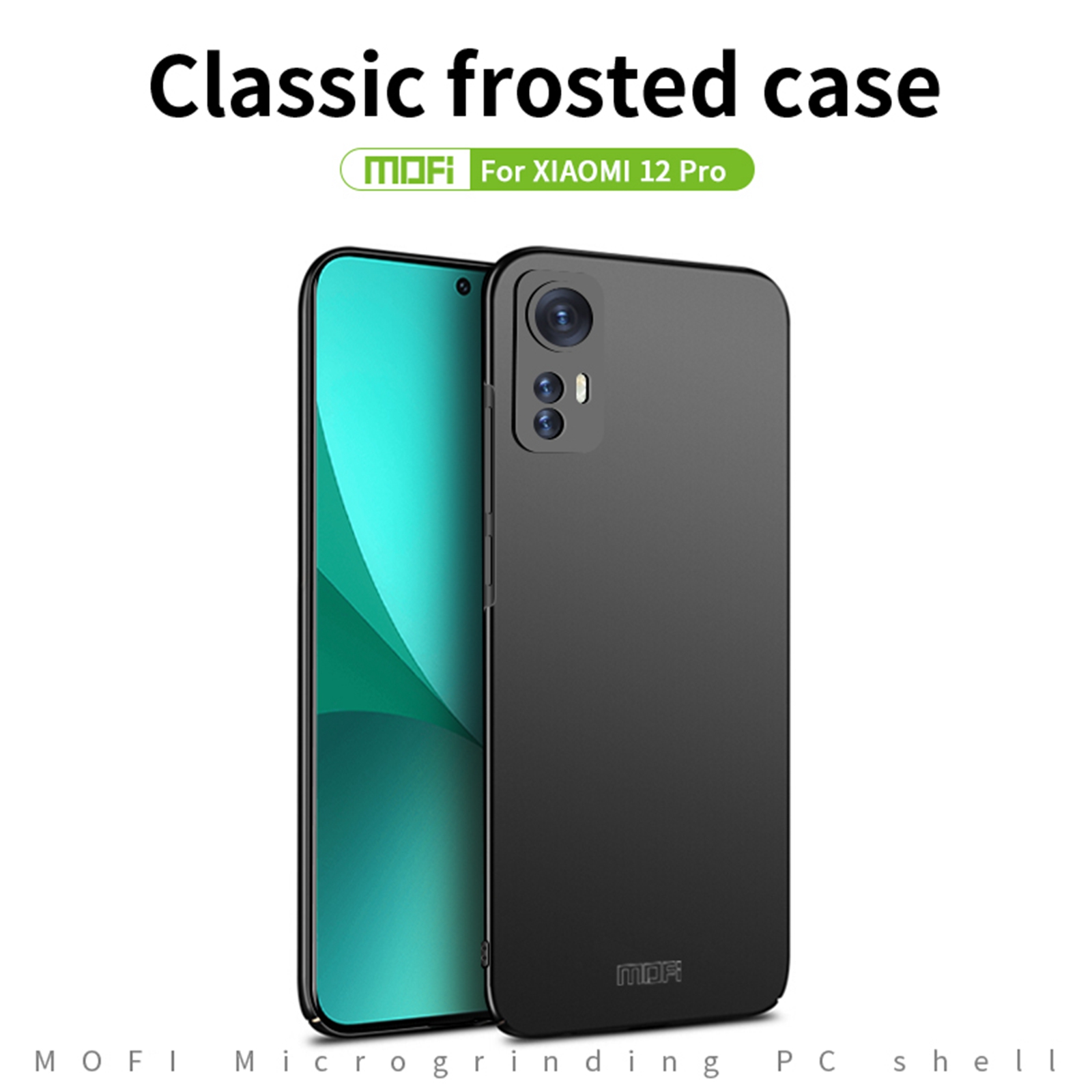 MOFI JK-1 Shield Hard PC Case Para Xiaomi 12 Pro 5G/12S Pro 5G/12 Pro (dimensidade) 5g, Superfície Fosca Bem Protegida Tampa do Telefone Celular - Preto