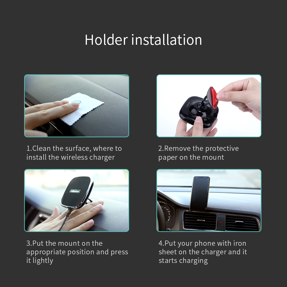 NILLKIN Car Magnetic Wireless Charger Suction Phone Holder for iPhone X/8 Plus/8 - C Style