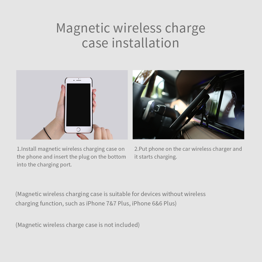 NILLKIN Car Magnetic Wireless Charger Suction Phone Holder for iPhone X/8 Plus/8 - C Style