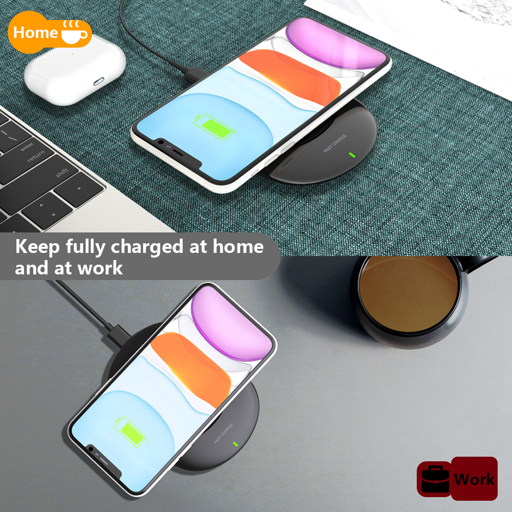 K300 15W Wireless Charger Anti-skid Fast Charging Station Portable Charging Pad for AirPods Pro/iPhone/Samsung/Huawei/Xiaomi - White