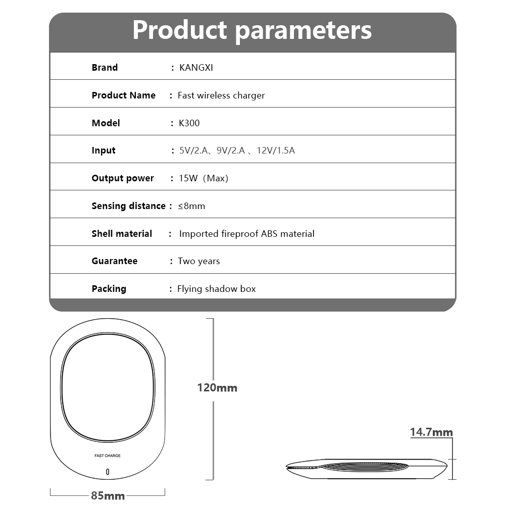 Caricatore Wireless K300 da 15w Stazione di Ricarica Rapida Anti-skid Per Caricamento Portatile Per AirPods Pro/iPhone/Samsung/Huawei/Xiaomi - Bianca