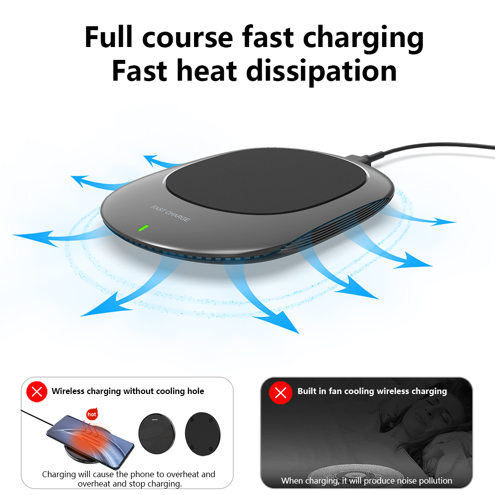 K300 15W Wireless Charger Anti-skid Fast Charging Station Portable Charging Pad for AirPods Pro/iPhone/Samsung/Huawei/Xiaomi - White