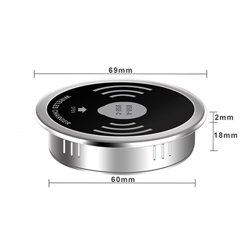 KP-ZMC à Prova D'água Incorporada PD USB A+C Porta Dupla 15W Qi Carregamento Sem Fio Carregador Sem Fio