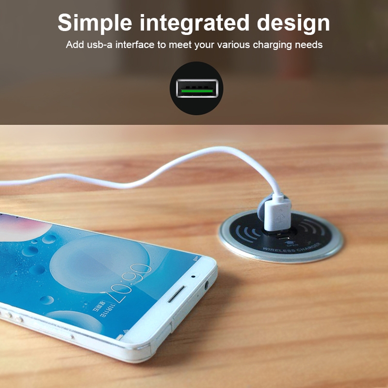 KP-ZMC Wasserdichte Integrierte Desktop Eingebettete PD USB A+C Dual-port 15W qi Schnelles Ladekabellanerachter