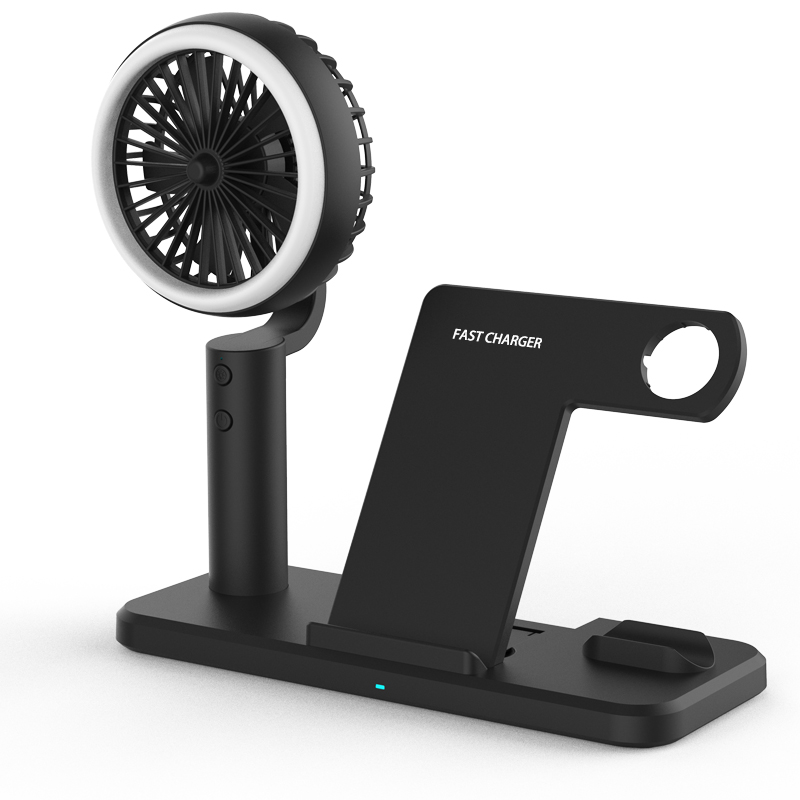 N60 3 en 1 Station de Quai de Support de Chargeur Sans Fil Avec Une Lumière LED de Ventilateur Portable Pour Iphone Huawei