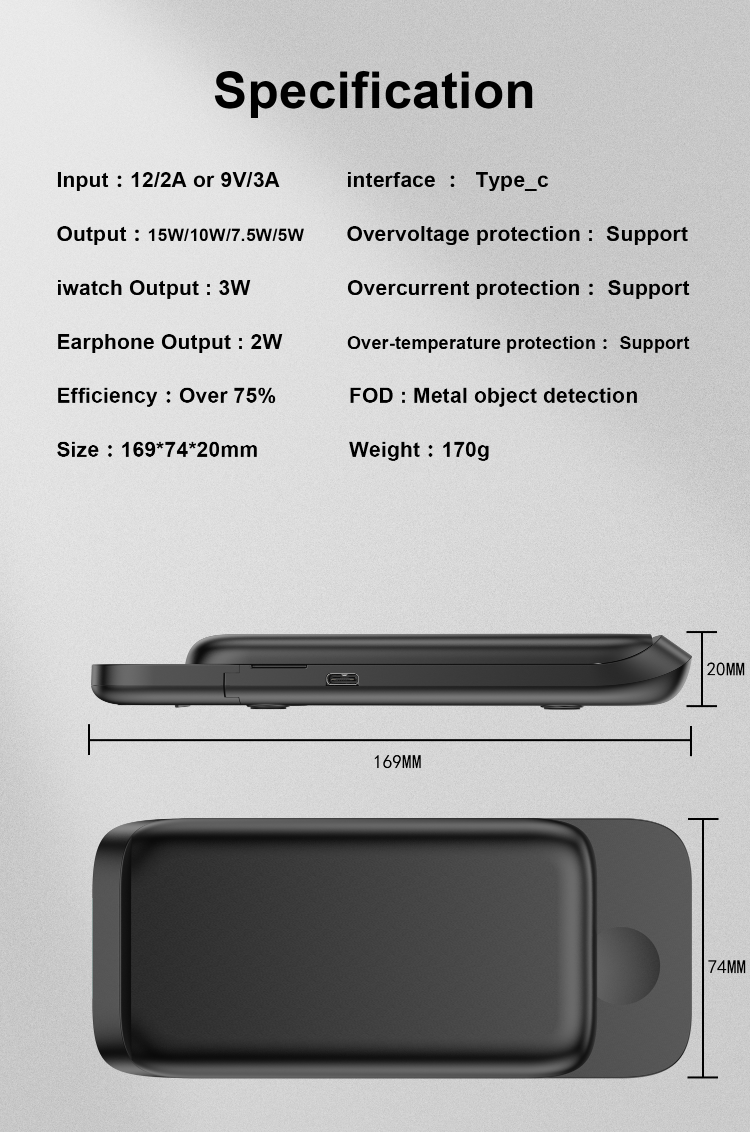 HS-V8 3 in 1 15W Chargeur Sans Fil Pliable Qi Dock de Support de Charge Rapide Pour Iphone Apple Watch AirPods