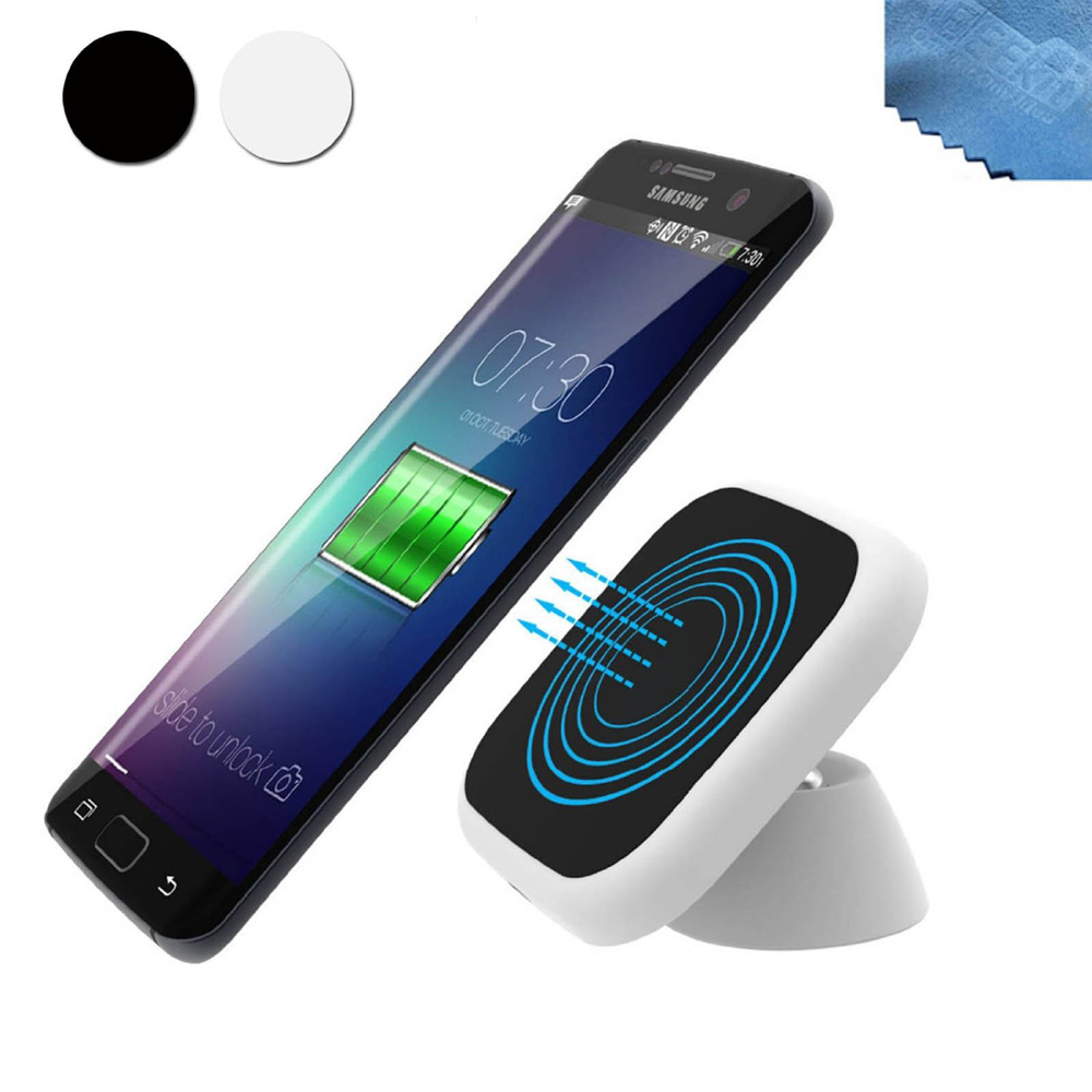 Qi Standard Wireless Charger Car Dashboard Holder for iPhone 8/8 Plus/Samsung Galaxy S7 edge / S7 - White-1