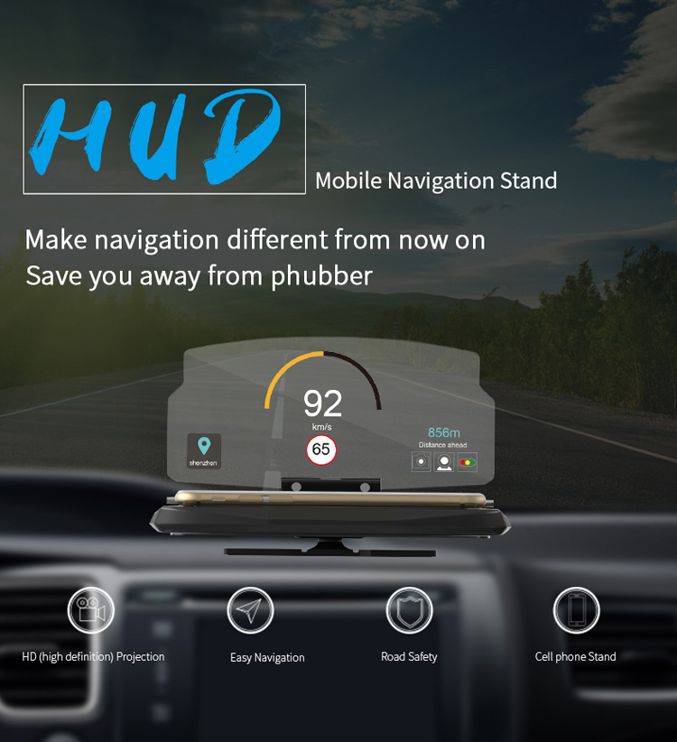 Universal Auto Head Up Display GPS Navigation Bild Reflektor Auto HUD Halter Halterung - Blau