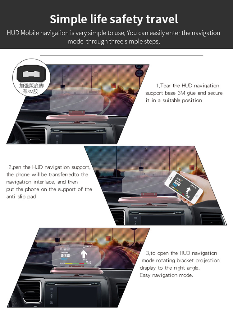 Universal Auto Head Up Display GPS Navigation Bild Reflektor Auto HUD Halter Halterung - Blau