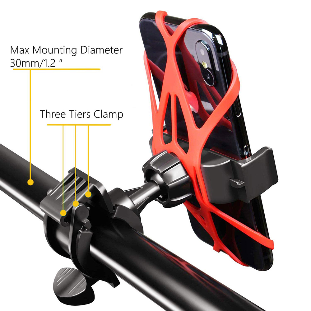 15-22 мм Велосипедный Мотоцикл Мотоцикл Грузов Крепления 360 Градусов Вращающихся Мобильных Телефонов Кронштейн - Все Черное