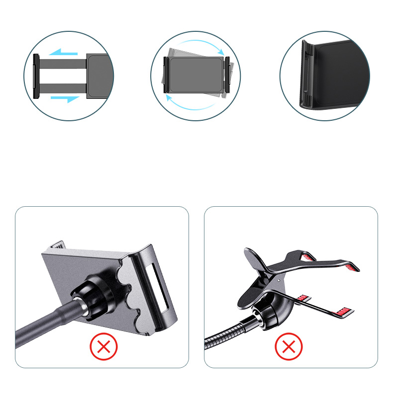 Tablet-stand-mobiltelefonständer Mit Flexiblem Schwanenhals Und Stabilen Basisverstellbares Rotierenden Bodenständer Für Telefone Und Tabletten Innerhalb Von 5 Bis 10,5 Zoll - Schwarz